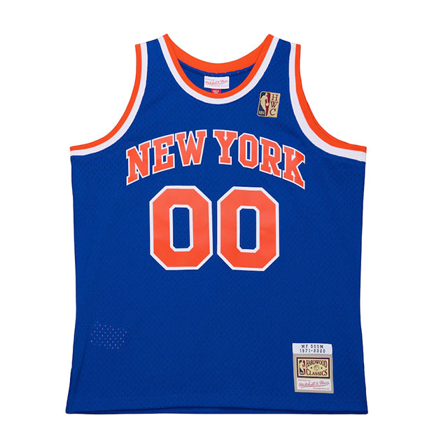 MF DOOMコラボ 海外取寄 ミッチェルアンドネス ユニフォームジャージー ニューヨーク ニックス A NEW YORK STORY FASHION JERSEY ROYAL BLUE