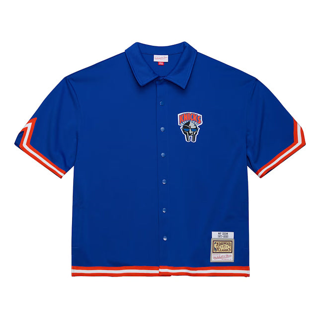 MF DOOMコラボ 海外取寄 ミッチェルアンドネス シューティングシャツ ニューヨーク ニックス A NEW YORK STORY FULL-SNAP SHOOTING SHIRT ROYAL BLUE