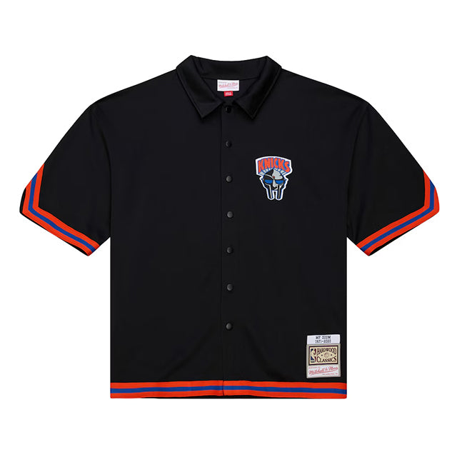 MF DOOMコラボ 海外取寄 ミッチェルアンドネス シューティングシャツ ニューヨーク ニックス A NEW YORK STORY FULL-SNAP SHOOTING SHIRT BLACK
