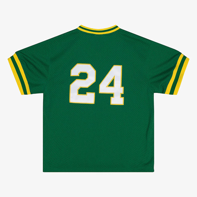 リッキー ヘンダーソンモデル ミッチェルアンドネス オークランド アスレチックス COOPERSTOWN MESH BATTING PRACTICE JERSEY GREEN