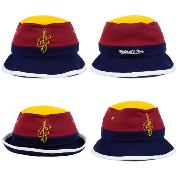 ミッチェル&ネス バケットハット クリーブランド キャバリアーズ COLOR-BLOCK BUCKET HAT BURGUNDY-NAVY-GOLD