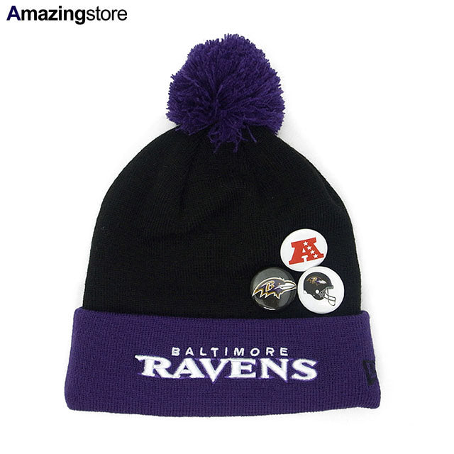 ニューエラ バルティモア レーベンズ ニット帽 ビーニー BUTTON-UP KNIT BEANIE BLACK-PURPLE