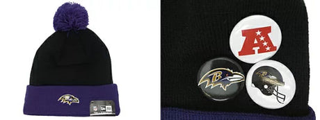 ニューエラ バルティモア レーベンズ ニット帽 ビーニー BUTTON-UP KNIT BEANIE BLACK-PURPLE