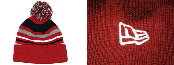 ニューエラ デトロイト レッドウィングス ニット帽 ビーニー STRIPEOUT KNIT BEANIE RED-BLK-WHT-GREY