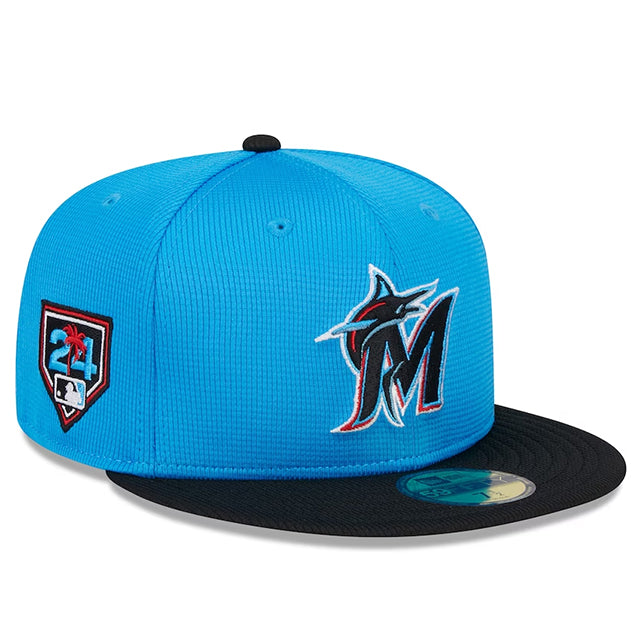 ニューエラ キャップ 海外取寄  59FIFTY マイアミ マーリンズ 2024 MLB SPRING TRANING FITTED CAP BLUE BLACK