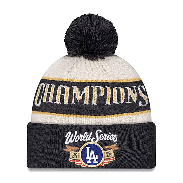 2025 ワールドシリーズチャンピオン ロッカールームモデル 海外取寄 ニューエラ ニットキャップ ビーニー ロサンゼルス ドジャース MLB 2025 WORLD SERIES CHAMPIONS LOCKER ROOM CUFFED KNIT CAP NATURAL