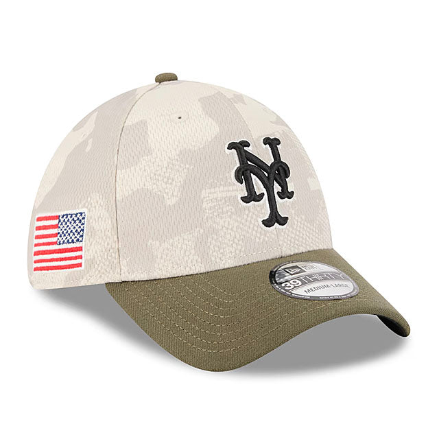 ニューエラ キャップ 39THIRTY ニューヨーク メッツ 2025 MLB ARMED FORCES FLEX FIT LT BEIGE