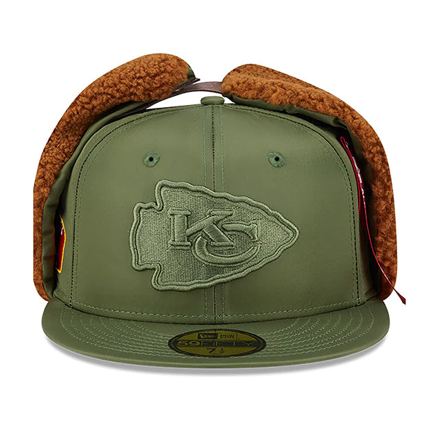 海外取寄 ニューエラ キャップ 59FIFTY カンザスシティ チーフス ALPHA INDUSTRIES DOGEAR FITTED CAP OLIVE