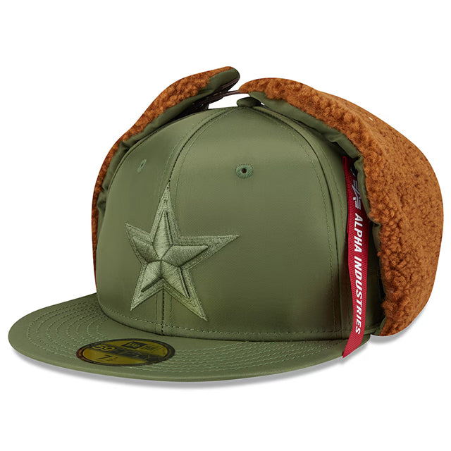 海外取寄 ニューエラ キャップ 59FIFTY ダラス カウボーイズ ALPHA INDUSTRIES DOGEAR FITTED CAP OLIVE