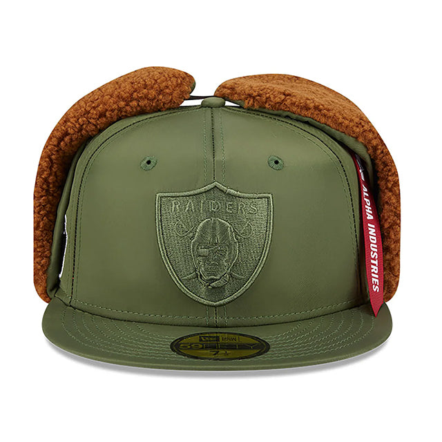 海外取寄 ニューエラ キャップ 59FIFTY ラスベガス レイダース ALPHA INDUSTRIES DOGEAR FITTED CAP OLIVE
