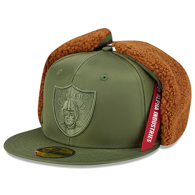 海外取寄 ニューエラ キャップ 59FIFTY ラスベガス レイダース ALPHA INDUSTRIES DOGEAR FITTED CAP OLIVE