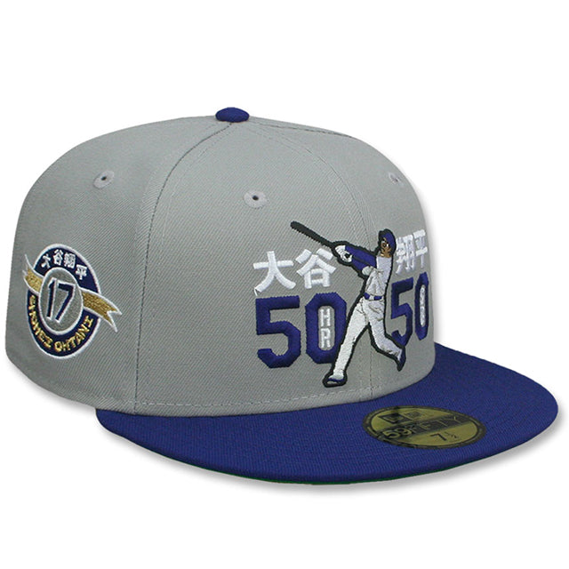 大谷翔平モデル ニューエラ キャップ 59FIFTY ロサンゼルス ドジャース MLB SHOHEI OHTANI 50-50 FITTED CAP GREY-ROYAL BLUE