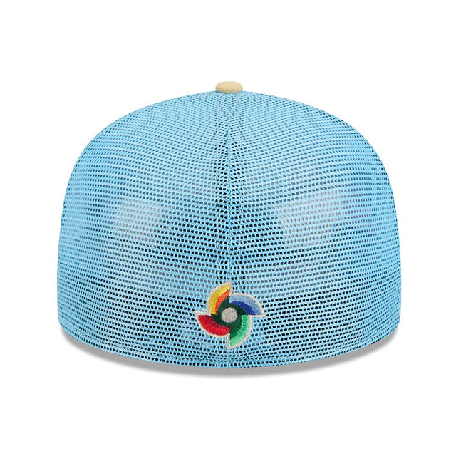 ニューエラ キャップ 59FIFTY WBC ドミニカ共和国 2026 WORLD BASEBALL CLASSIC COUNTRY CONNECT TRUCKER MESH FITTED CAP SKY BLUE-TAN
