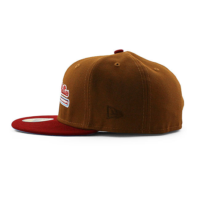 ニューエラ キャップ 59FIFTY フィラデルフィア フィリーズ MLB 100TH ANNIVERSARY FIGHTIN LIGHT BLUE BOTTOM FITTED CAP BROWN
