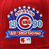 ニューエラ 59FIFTY シカゴ カブス MLB 1990 ALL STAR GAME SKY BLUE BOTTOM FITTED CAP RED