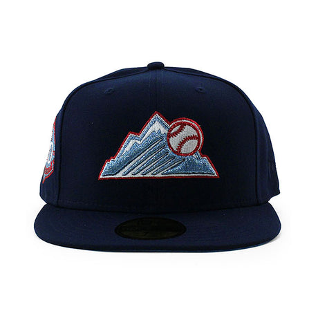 ニューエラ キャップ 59FIFTY コロラド ロッキーズ MLB 20TH ANNIVERSARY LT BLUE BOTTOM BOTTOM FITTED CAP NAVY