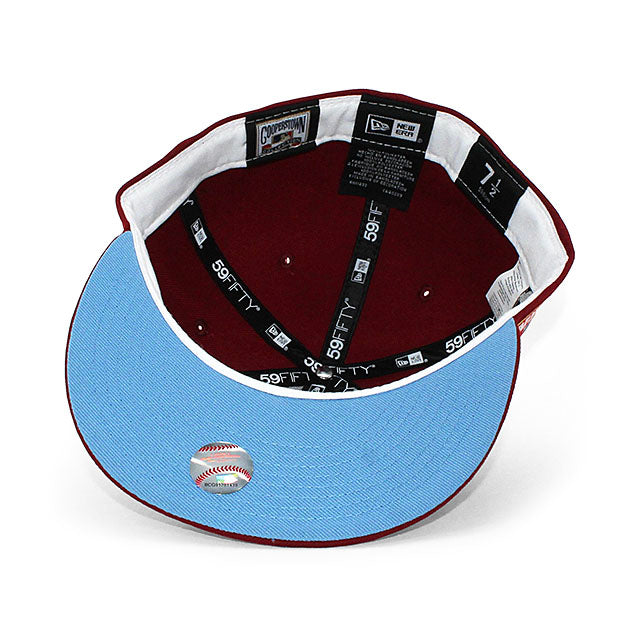 ニューエラ キャップ 59FIFTY シアトル マリナーズ MLB 30TH ANNIVERSARY LIGHT BLUE BOTTOM FITTED CAP MAROON