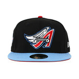 ニューエラ キャップ 59FIFTY アナハイム エンゼルス MLB 40TH SEASON RED BOTTOM FITTED CAP BLACK SKY BLUE NEW ERA ANAHEIM ANGELS