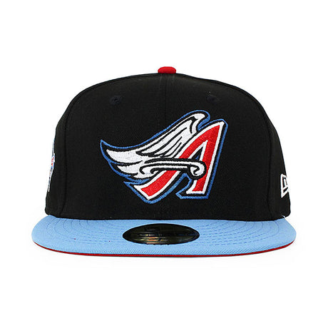 ニューエラ キャップ 59FIFTY アナハイム エンゼルス MLB 40TH SEASON RED BOTTOM FITTED CAP BLACK SKY BLUE NEW ERA ANAHEIM ANGELS