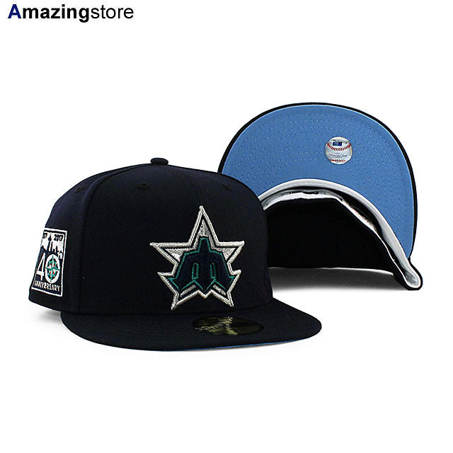ニューエラ キャップ 59FIFTY シアトル マリナーズ MLB 40TH ANNIVERSARY GLACIER BLUE BOTTOM FITTED CAP NAVY