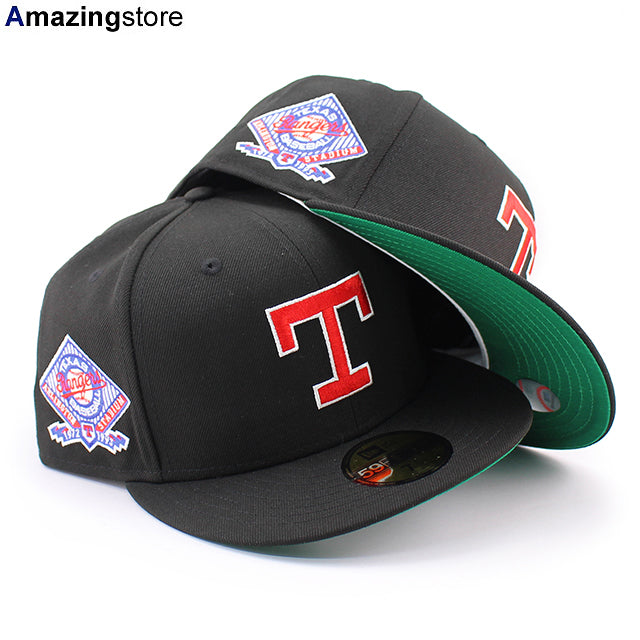 ニューエラ キャップ 59FIFTY テキサス レンジャーズ MLB ARLINGTON STADIUM KELLY GREEN BOTTOM FITTED CAP BLACK