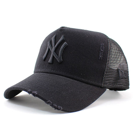 ニューエラ キャップ 9FORTY ニューヨーク ヤンキース DAMAGED A-FRAME TRUCKER MESH CAP BLACKOUT