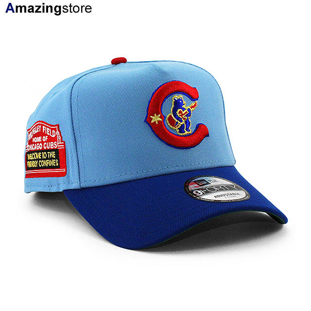 ニューエラ キャップ 9FORTY シカゴ カブス MLB WRIGLEY FIELD SLOGAN KELLY GREEN BOTTOM A-FRAME SNAPBACK CAP CREAM LT BLUE