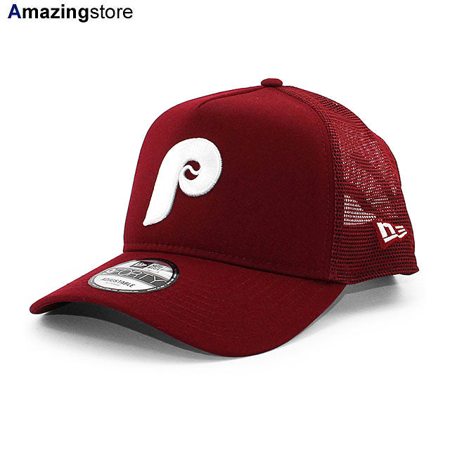 ニューエラ メッシュキャップ 9FORTY フィラデルフィア フィリーズ MLB COOPERSTOWN A-FRAME TRUCKER MESH CAP BURGUNDY