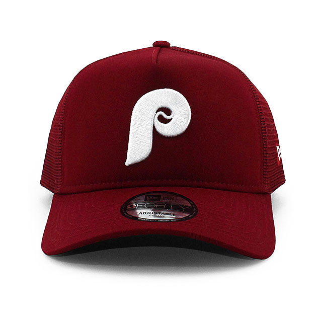ニューエラ メッシュキャップ 9FORTY フィラデルフィア フィリーズ MLB COOPERSTOWN A-FRAME TRUCKER MESH CAP BURGUNDY