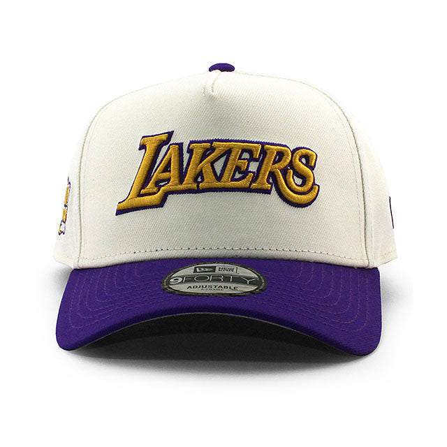 ニューエラ キャップ 9FORTY ロサンゼルス レイカーズ 2000 NBA FINALS GREY BOTTOM A-FRAME SNAPBACK CAP CREAM