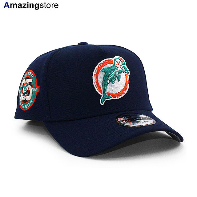 ニューエラ キャップ 9FORTY マイアミ ドルフィンズ NFL 25TH GREY BOTTOM A-FRAME SNAPBACK CAP NAVY