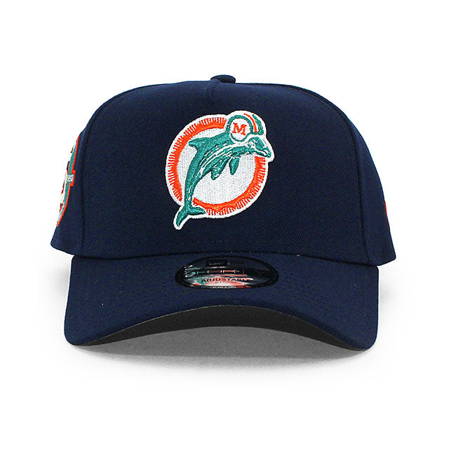 ニューエラ キャップ 9FORTY マイアミ ドルフィンズ NFL 25TH GREY BOTTOM A-FRAME SNAPBACK CAP NAVY