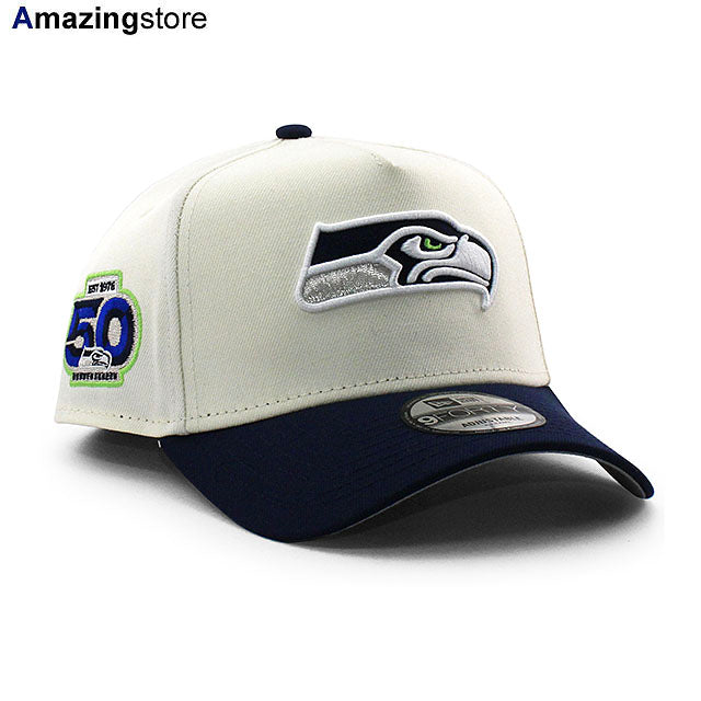ニューエラ キャップ 9FORTY シアトル シーホークス NFL 50TH GREY BOTTOM A-FRAME SNAPBACK CAP CREAM