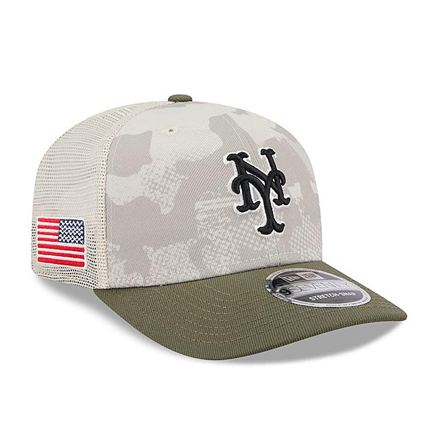 ニューエラ キャップ 9SEVENTY ニューヨーク メッツ 2025 MLB ARMED FORCES STRETCH MESH SNAPBACK CAP LT BEIGE