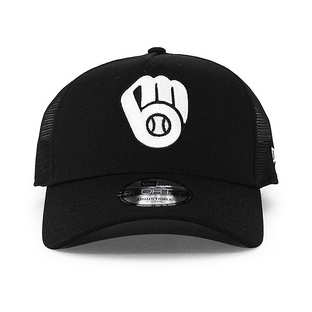 ニューエラ メッシュキャップ 9FORTY ミルウォーキー ブルワーズ MLB A-FRAME TRUCKER MESH CAP BLACK