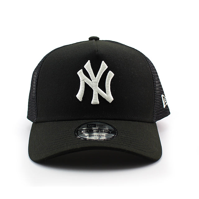 ニューエラ メッシュキャップ 9FORTY ニューヨーク ヤンキース MLB A-FRAME TRUCKER MESH CAP BLACK CHROME WHITE