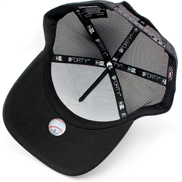 ニューエラ メッシュキャップ 9FORTY ニューヨーク ヤンキース MLB A-FRAME TRUCKER MESH CAP BLACK CHROME WHITE