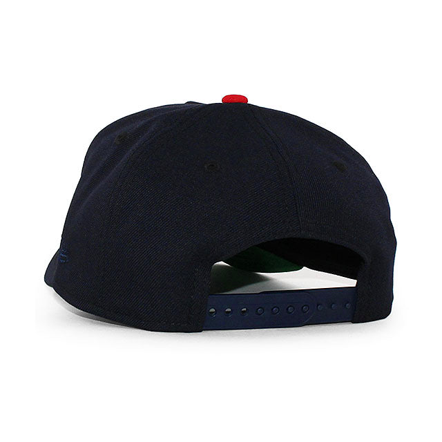ニューエラ キャップ 9FORTY クリーブランド インディアンス MLB AMERICAN LEAGUE KELLY GREEN BOTTOM A-FRAME SNAPBACK CAP NAVY