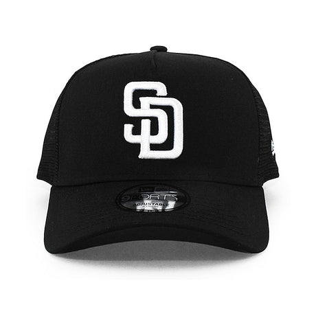 ニューエラ メッシュキャップ 9FORTY サンディエゴ パドレス MLB A-FRAME TRUCKER MESH CAP BLACK