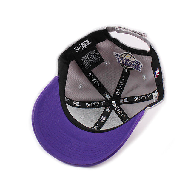 子供用 ニューエラ キャップ 9FORTY ロサンゼルス レイカーズ YOUTH MLB THE LEAGUE ADJUSTABLE CAP GREY PURPLE