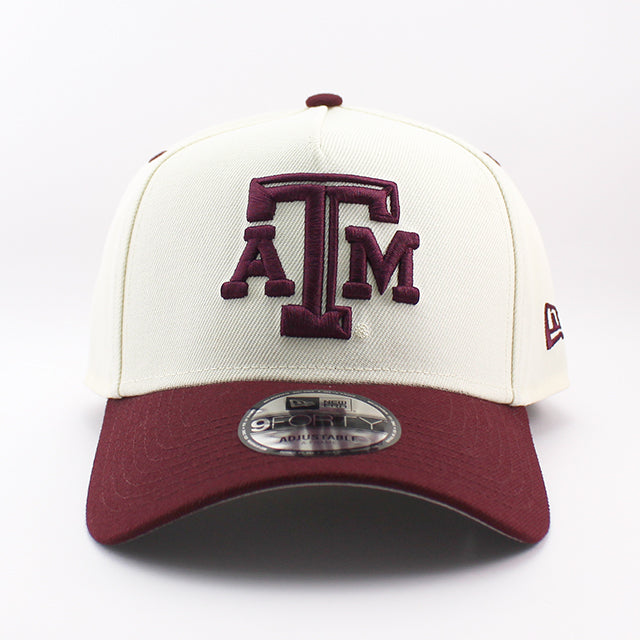 アディダスコラボ ニューエラ キャップ 9FORTY テキサス A&M アギーズ NCAA ATM LOGO A-FRAME SNAPBACK CAP CHROME WHITE MAROON