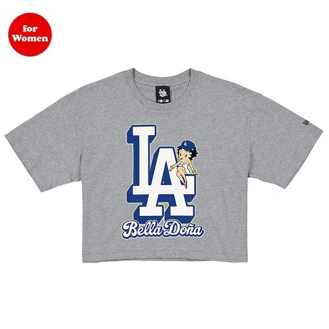 海外取寄 女性用 ニューエラ Tシャツ ロサンゼルス ドジャース ベラ ドーニャ WOMEN'S BETTY BOOP BOXY CROPPED T-SHIRT GREY