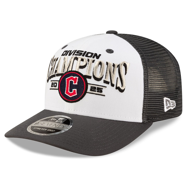 2025 アメリカンリーグ中地区チャンピオン ロッカールームモデル 海外取寄 ニューエラ キャップ 9SEVENTY クリーブランド ガーディアンズ 2025 AL CENTRAL DIVISION CHAMPIONS LOCKER ROOM SNAPBACK CAP WHITE CHARCOAL
