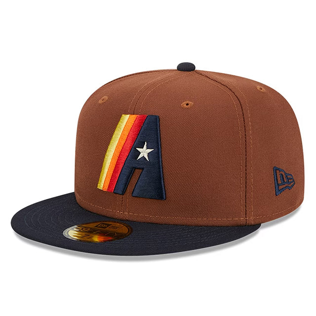 ニューエラ キャップ 59FIFTY ヒューストン アストロズ HARVEST SIDE-PATCH FITTED CAP BROWN NAVY NEW ERA HOUSTON ASTROS