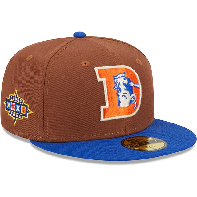 ニューエラ キャップ 59FIFTY デンバー ブロンコス HARVEST SIDE-PATCH FITTED CAP BROWN ROYAL BLUE NEW ERA DENVER BRONCOS