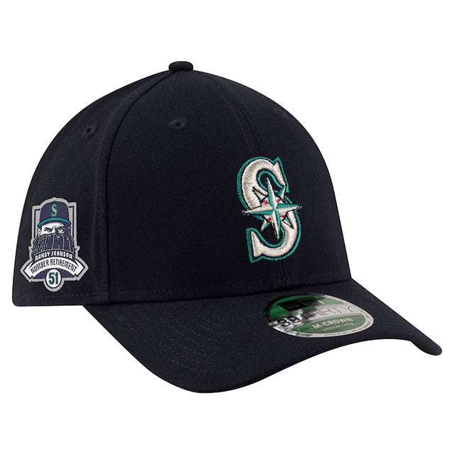 ランディ ジョンソン永久欠番記念モデル ニューエラ キャップ 39THIRTY M-CROWN シアトル マリナーズ MLB NUMBER RETIREMENT SIDE PATCH FLEX FIT CAP NAVY