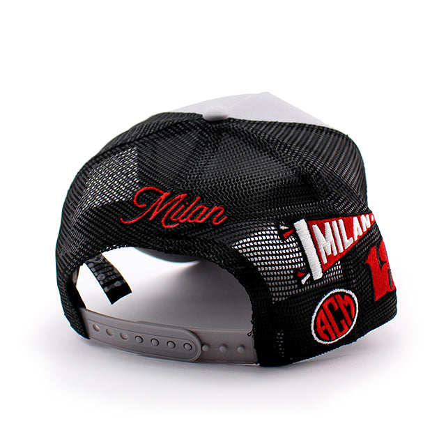 ニューエラ メッシュキャップ ACミラン SERIA A E-FRAME PATCH TRUCKER MESH CAP GREY BLACK