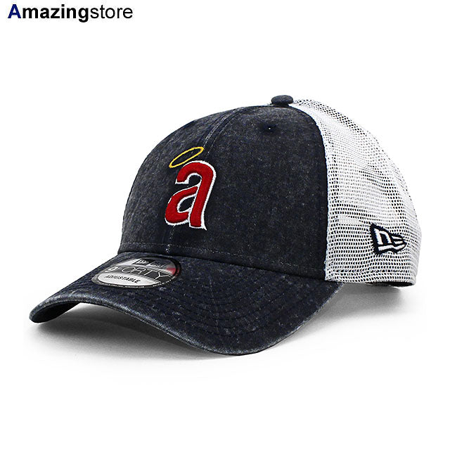 ニューエラ メッシュキャップ 9FORTY カリフォルニア エンゼルス MLB COOPERSTOWN 1971 WASHED TRUCKER MESH CAP NAVY