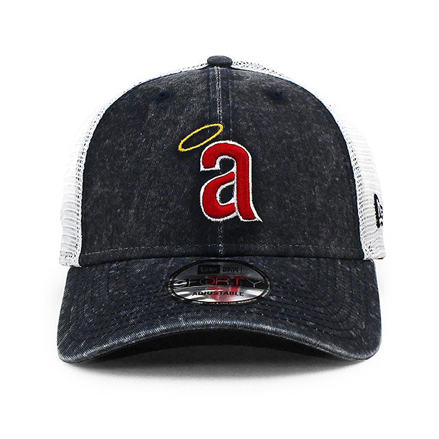 ニューエラ メッシュキャップ 9FORTY カリフォルニア エンゼルス MLB COOPERSTOWN 1971 WASHED TRUCKER MESH CAP NAVY