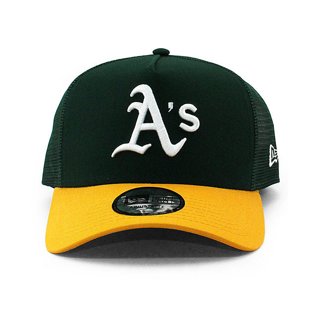 ニューエラ メッシュキャップ 9FORTY オークランド アスレチックス MLB A-FRAME TRUCKER MESH CAP GREEN